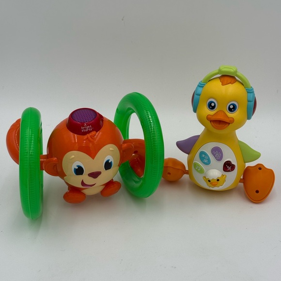 Bright Starts Roll & Glow Monkey Toy & Dancing Duck Set, Ages 6 months + - Picture 1 of 7